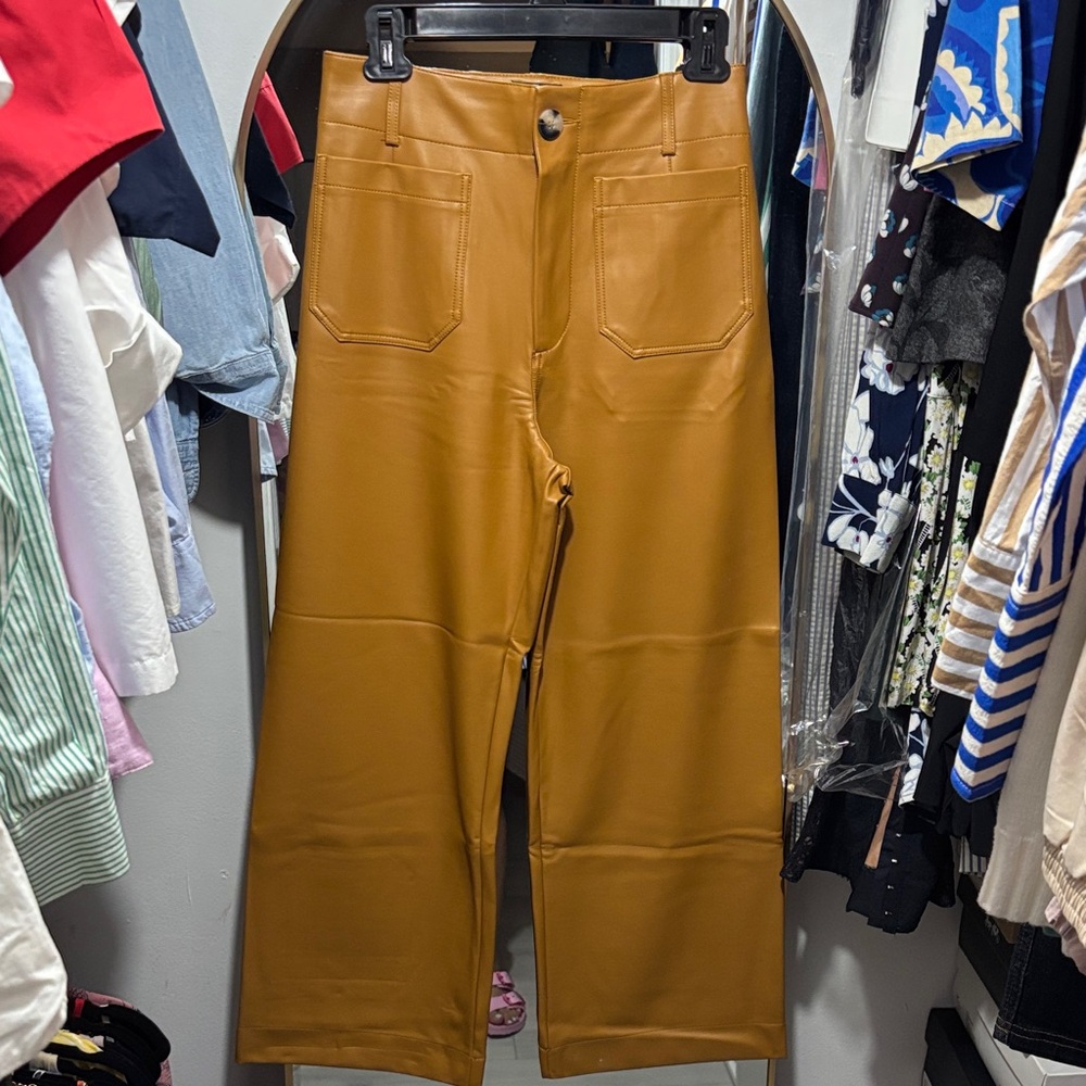 Maeve The Colette faux leather crop wide leg